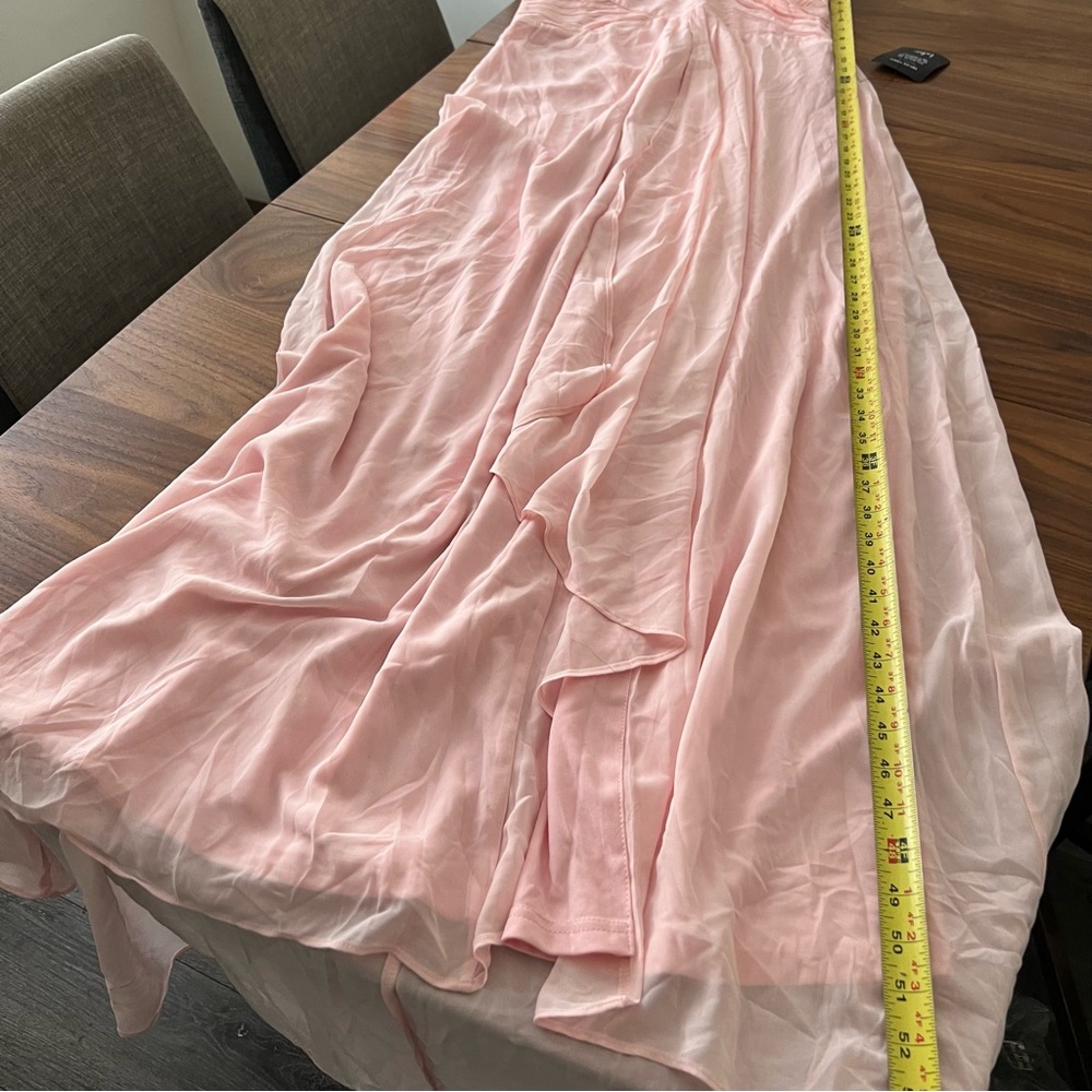 LULUS Women's Splendid Aura Chiffon Pleated Strapless Maxi Dress Size XL In Pink - Picture 5 of 12